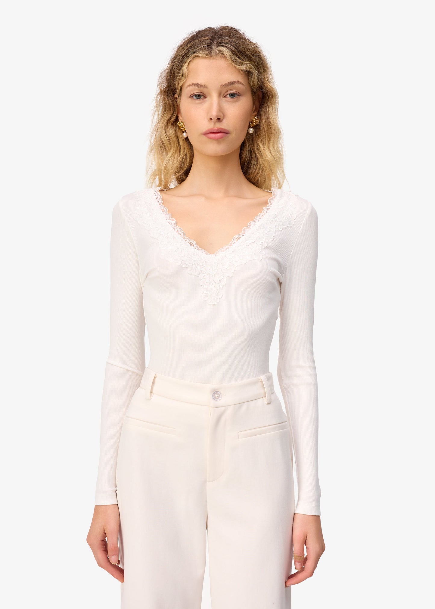 Rooney Rib Knit Top White
