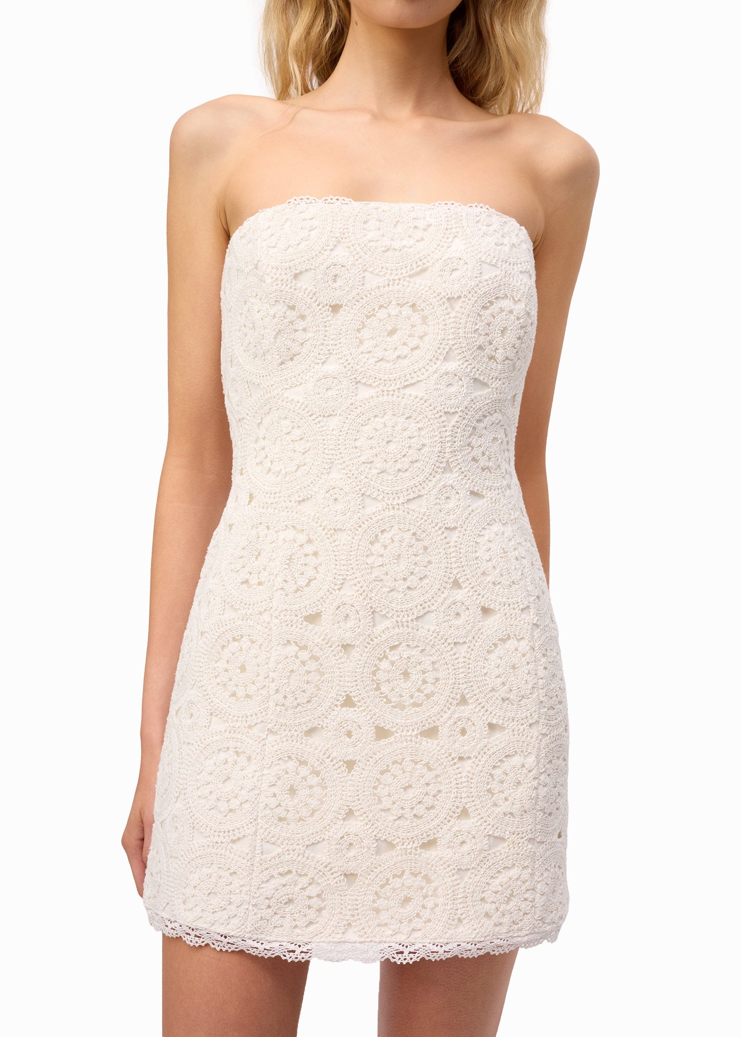 Yareli Crochet Mini Dress Macadamia