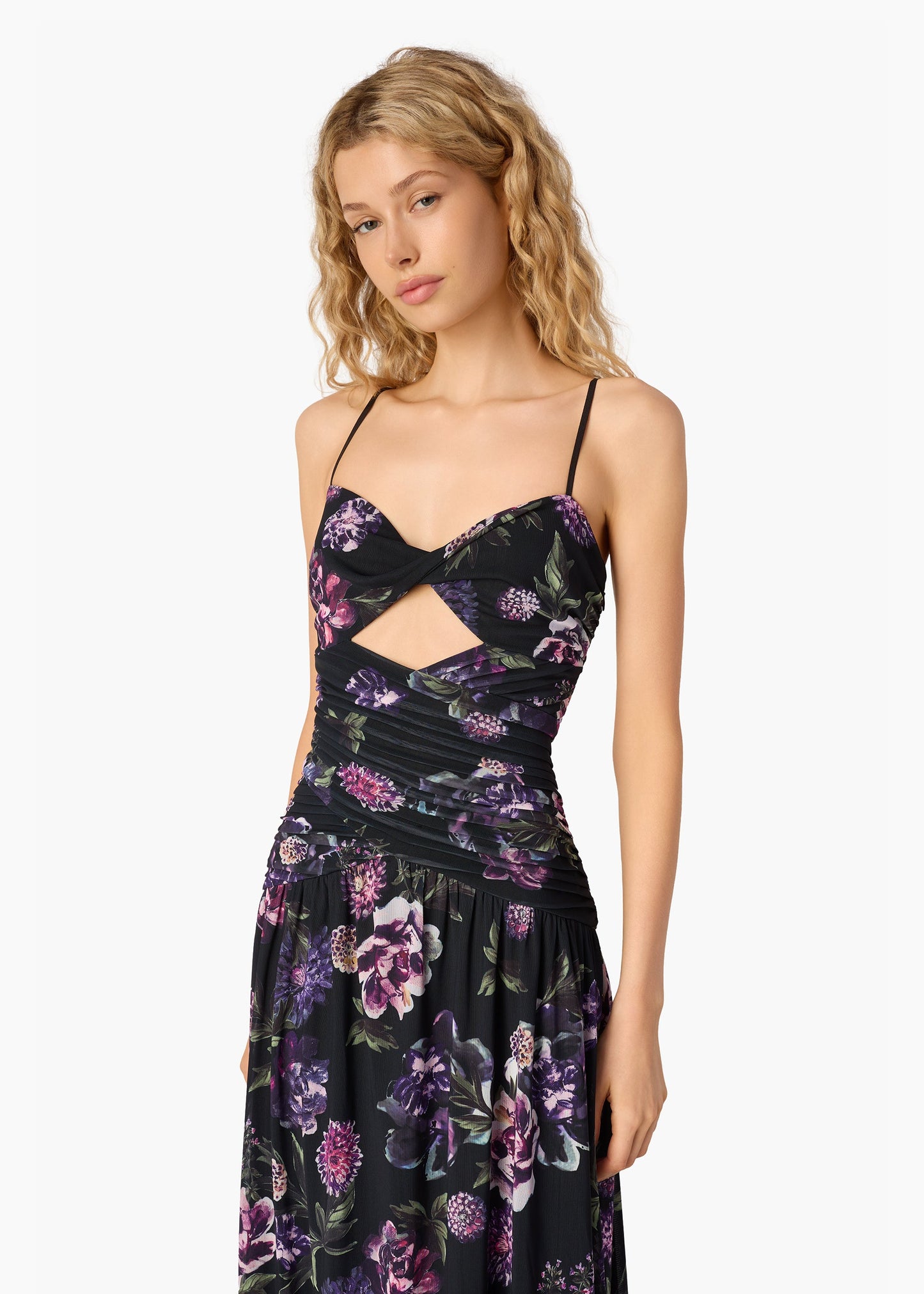 Tashi Mesh Maxi  Dress Dark & Stormy