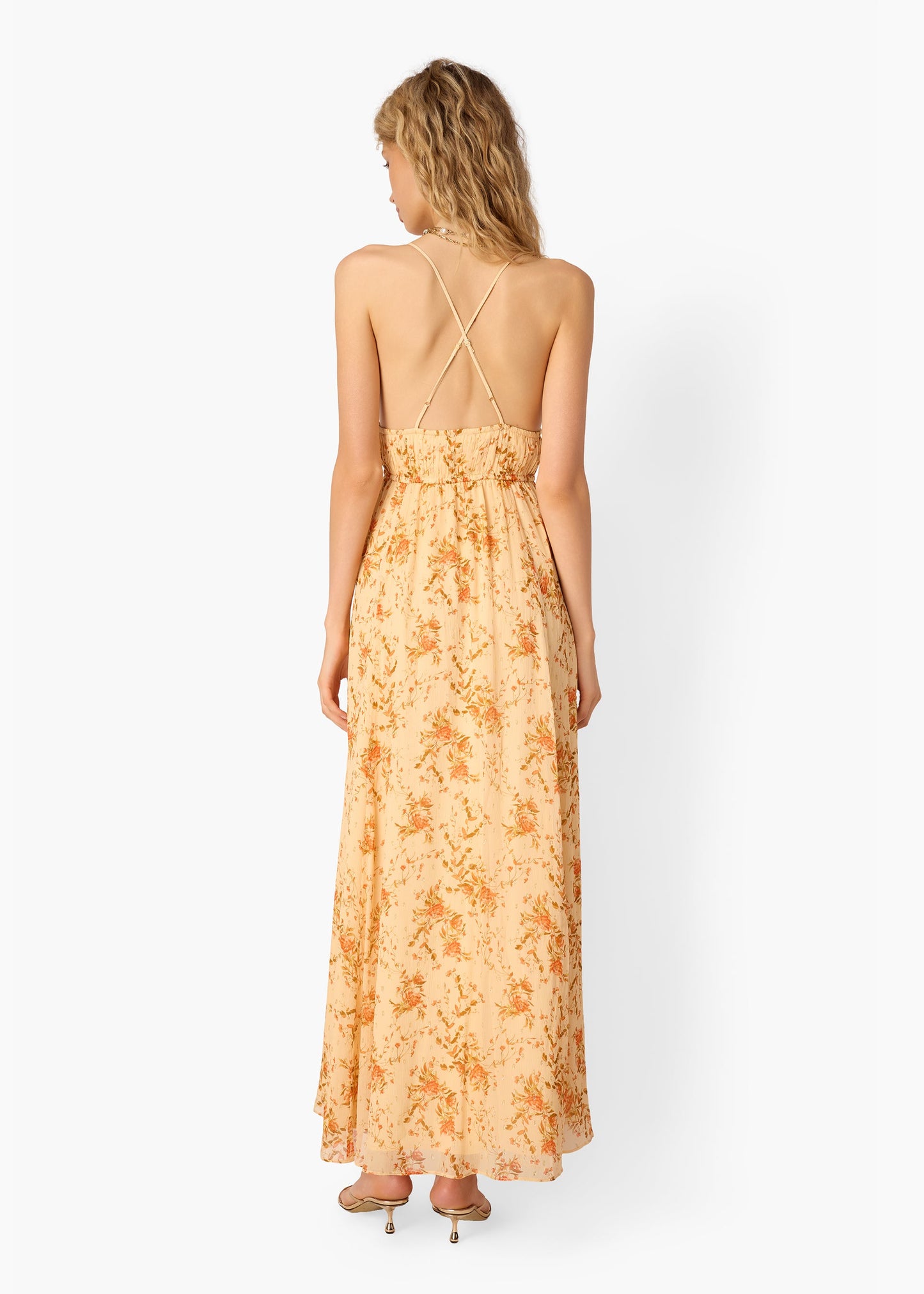 Dorinda Crinkle Chiffon Maxi Dress Golden Hour
