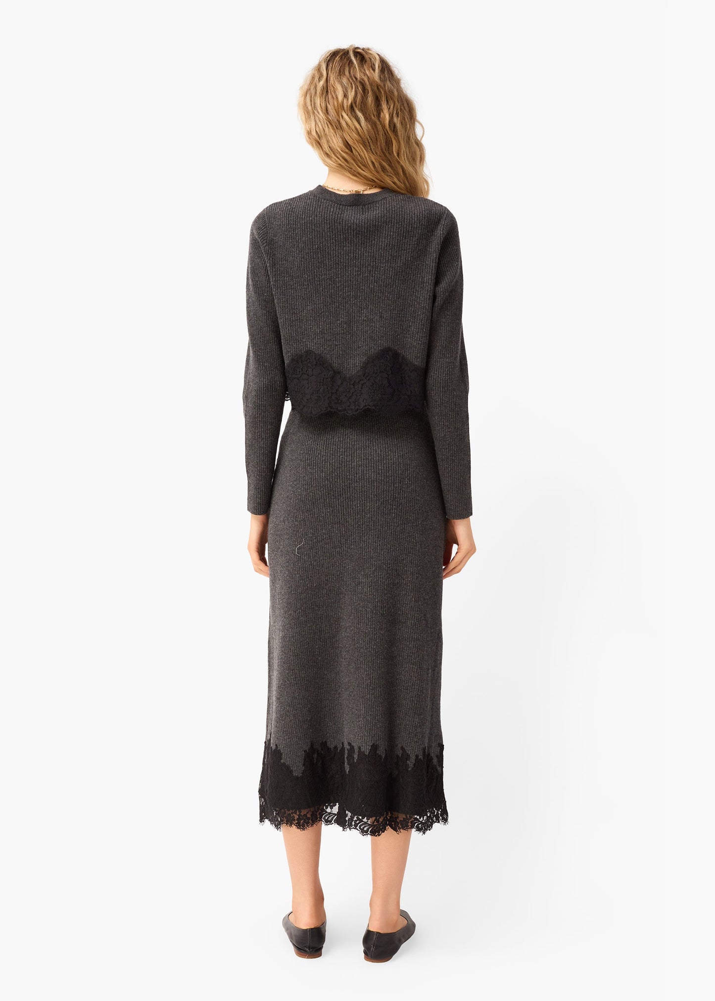 Roxie Cropped Knit Cardigan Carbon