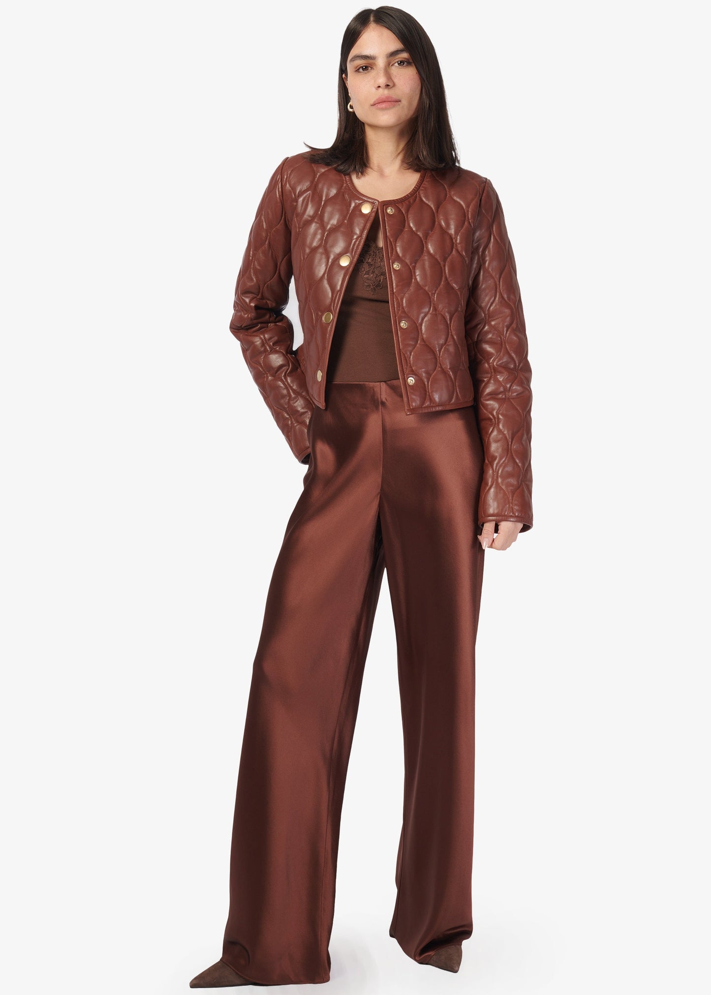 Wanda Genuine Leather Jacket Mousse