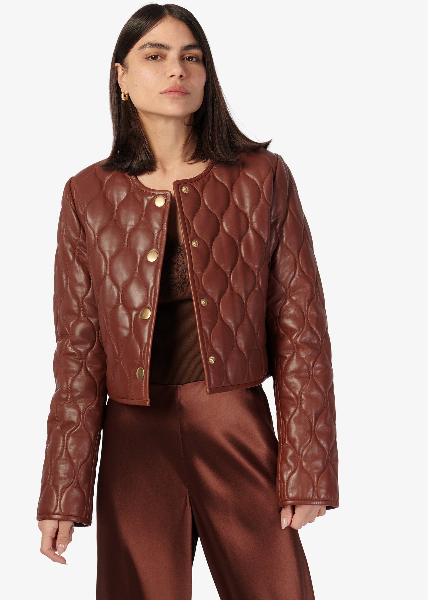 Wanda Genuine Leather Jacket Mousse