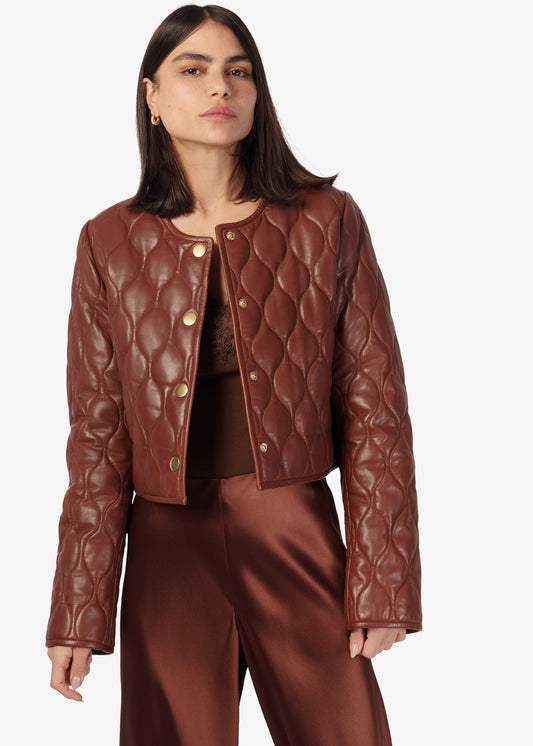 Wanda Genuine Leather Jacket Mousse