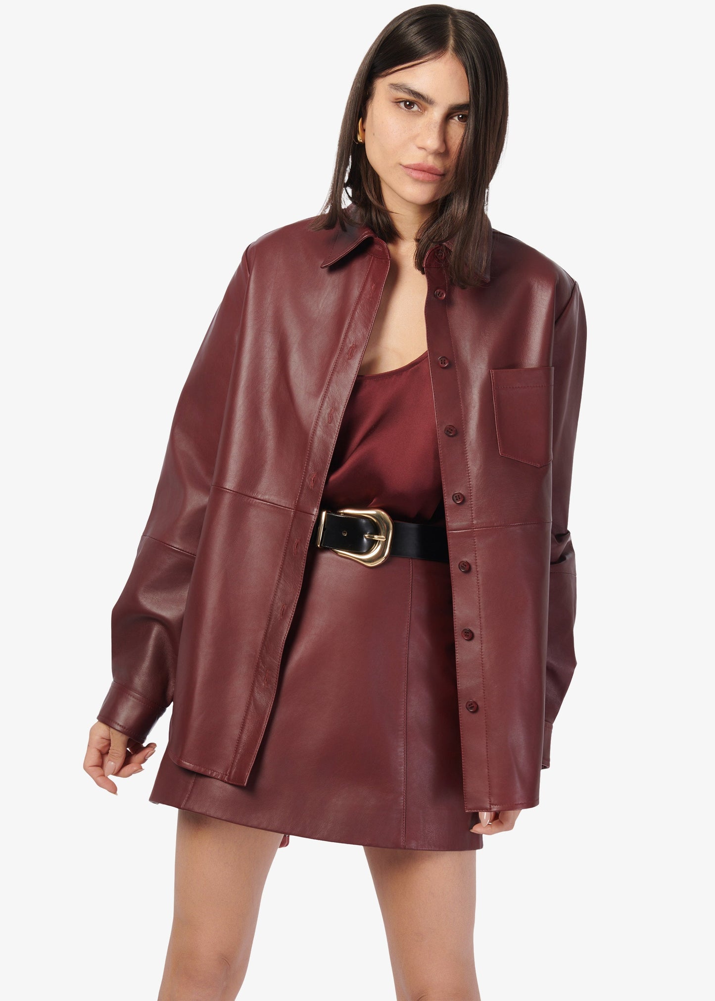 Wendell Genuine Leather Shirt Jacket Syrah