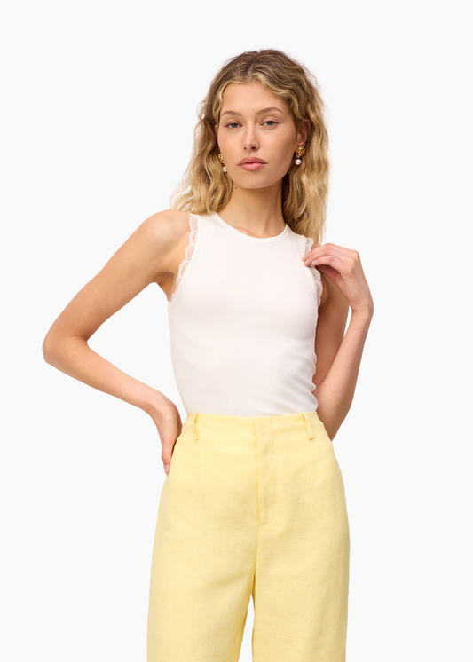 Rian Rib Knit Tank White