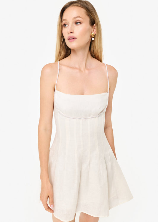 Lilou Linen Mini Dress Macadamia