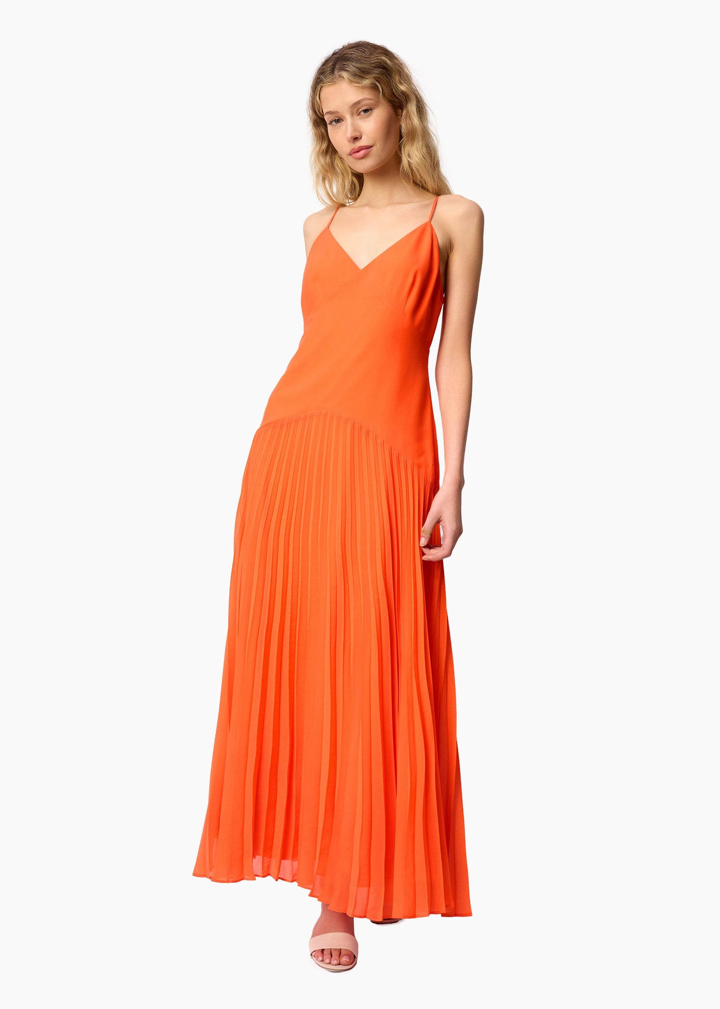 Jennelyn Chiffon Pleated Gown Clementine