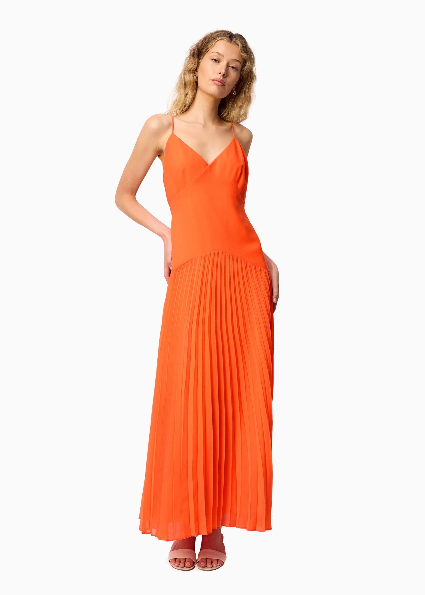 Jennelyn Chiffon Pleated Gown Clementine