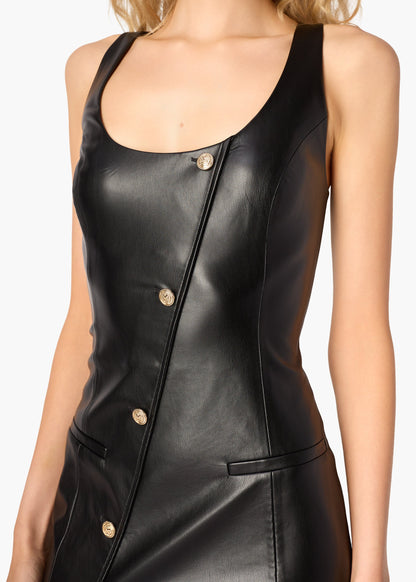 Kirby Vegan Leather Midi Dress Black
