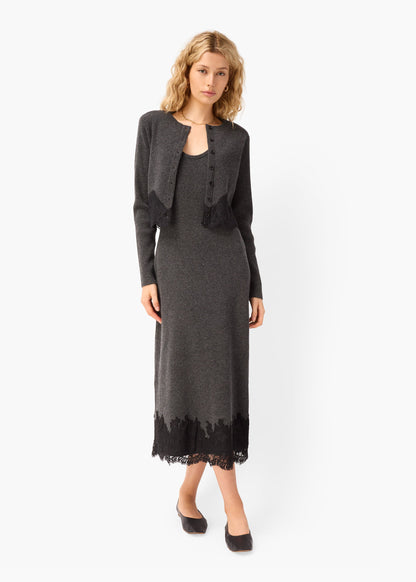 Roxie Cropped Knit Cardigan Carbon