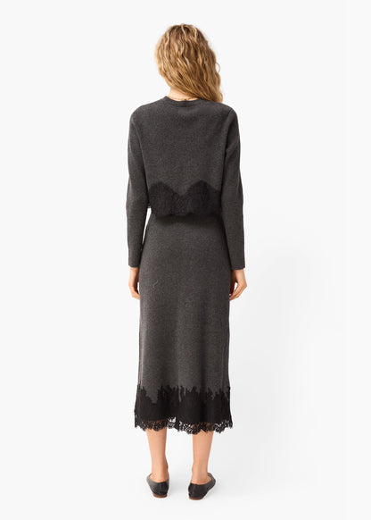 Roxie Cropped Knit Cardigan Carbon