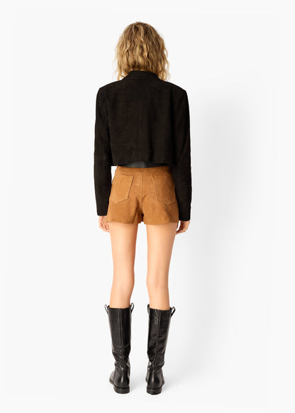 Sullivan Suede Cropped Jacket Black