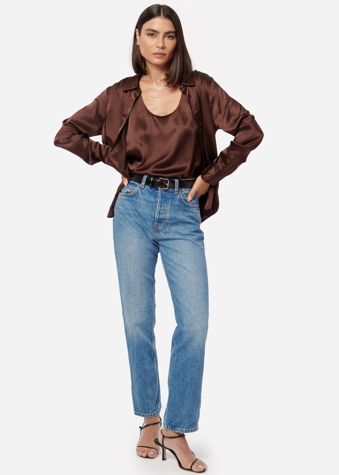 Crosby Silk Blouse Chocolate