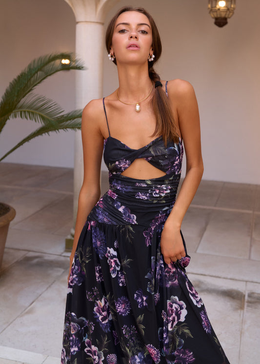 Tashi Mesh Maxi  Dress Dark & Stormy