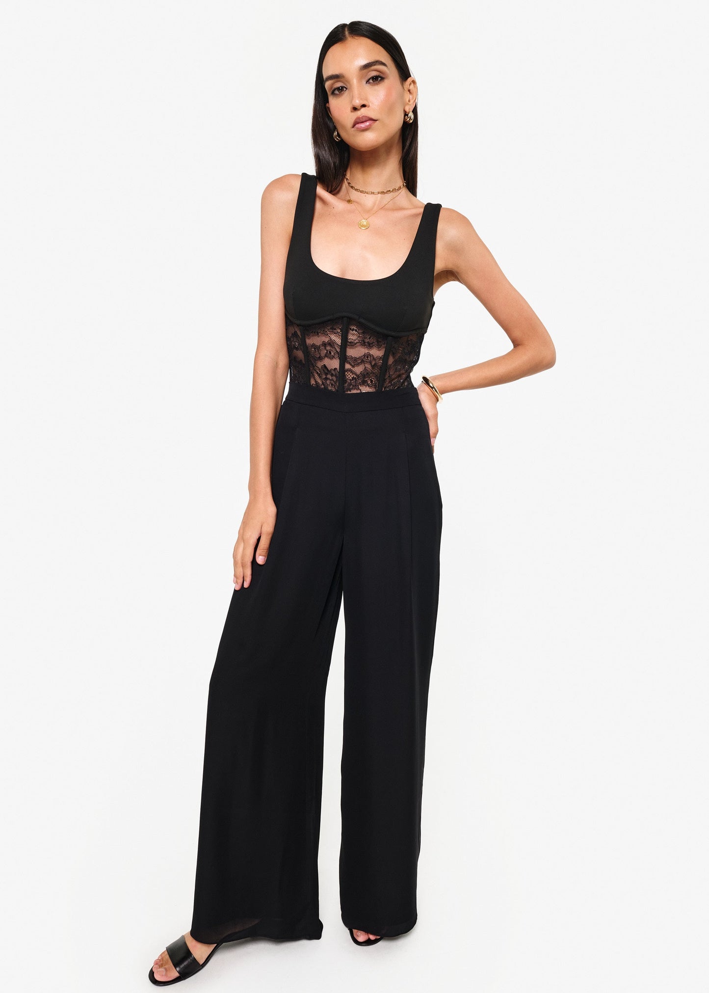 Kimber Lace Corset Bodysuit Black