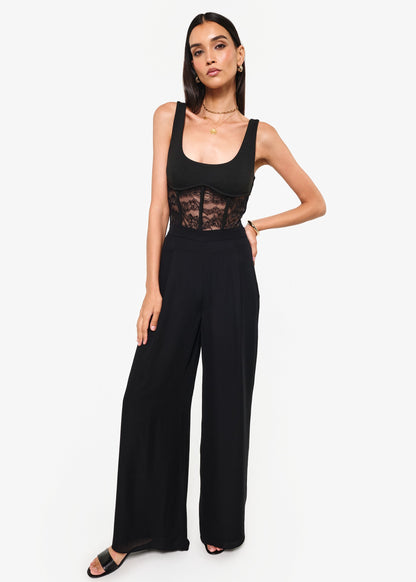 Kimber Lace Corset Bodysuit Black