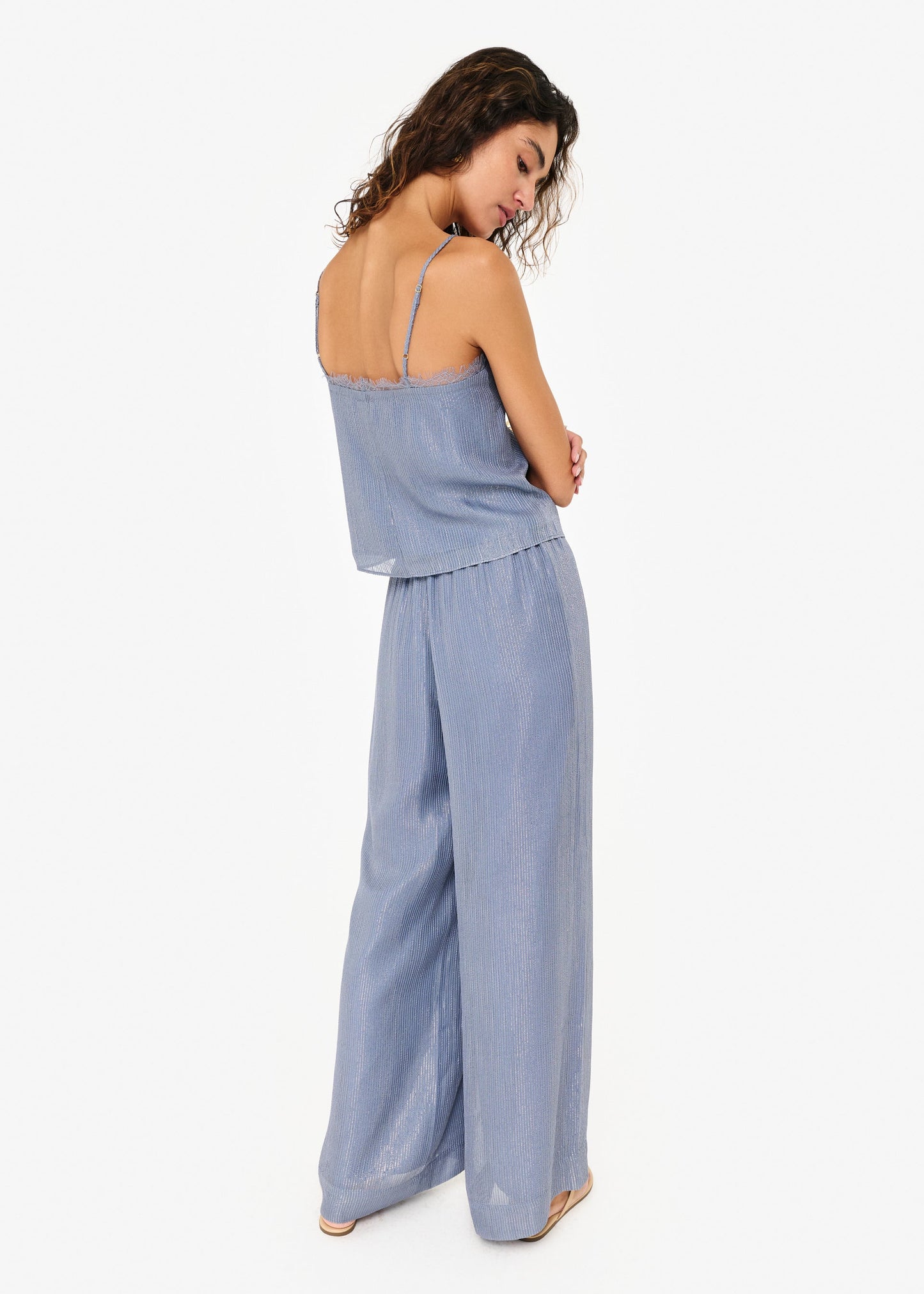 Melisa Metallic Chiffon Camisole Bluebird